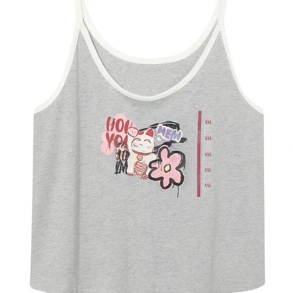 Skinny Dip Gray Cat Graphic Tank Top – Size XXL | Trendy and Comfortable - Picture 1 of 3